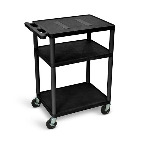 Luxor® Audio Visual Cart, Open Shelf, 24"W x 18"H x 34"L, Black